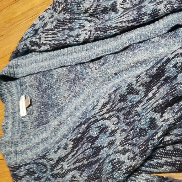 Christopher & Banks blue patterned long sleeve buttonless cardigan EUC sz XL - Picture 2 of 8